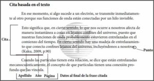 Como citar textualmente mas de 40 palabras con énfasis en el texto