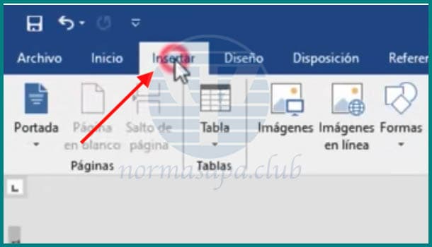 insertar-word Indica la sección insertar en word normas apa